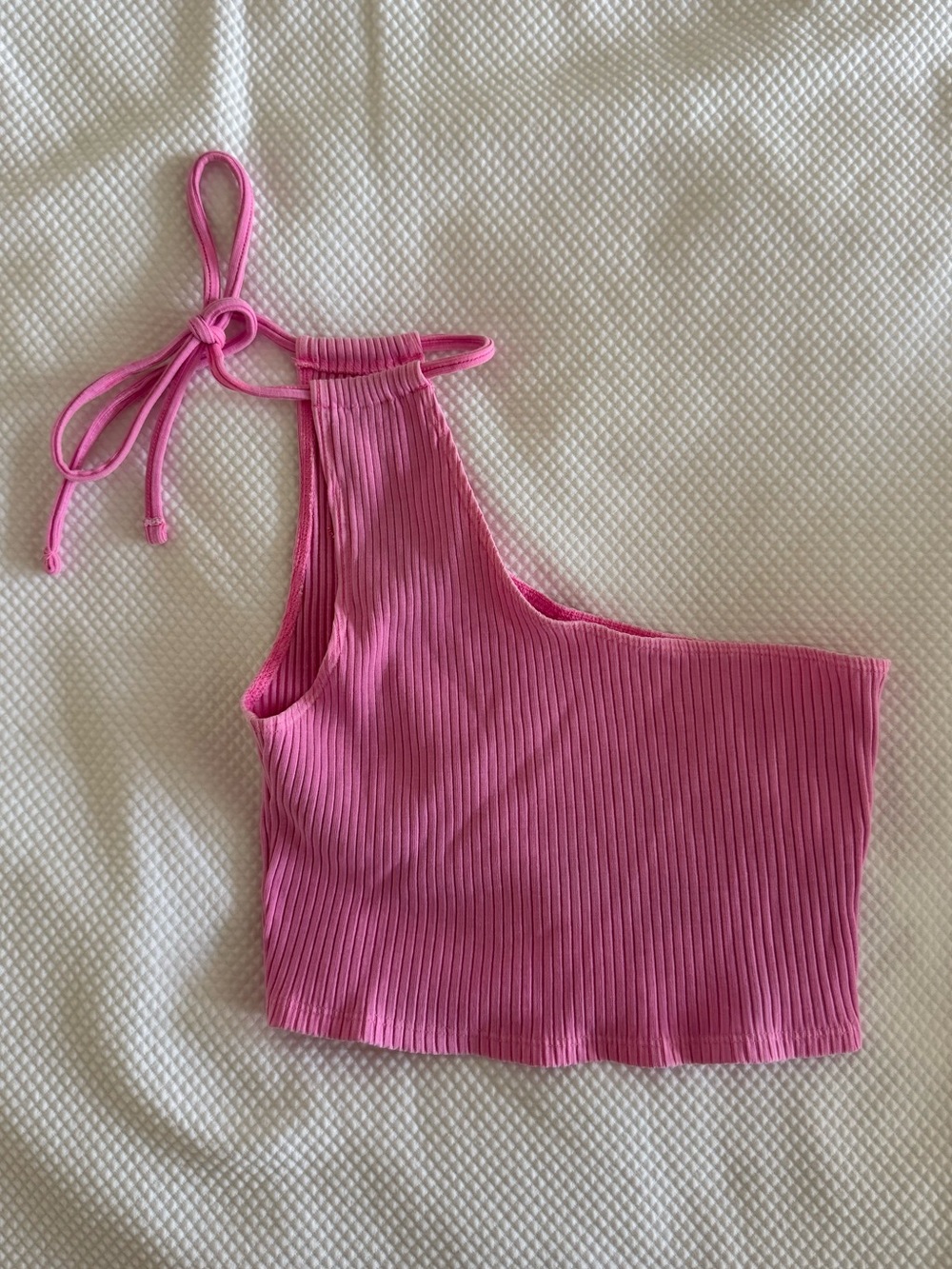 Aerie Ribbed One-Shoulder Halter Crop Top